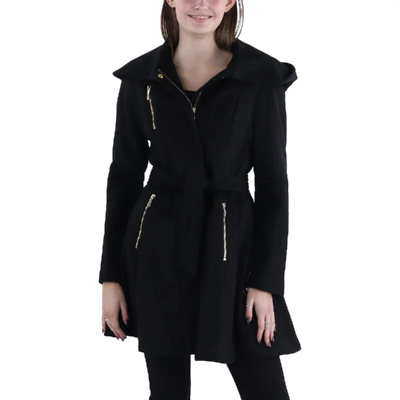 minimalist jacketWomens Wool Blend Hooded Wool Coat