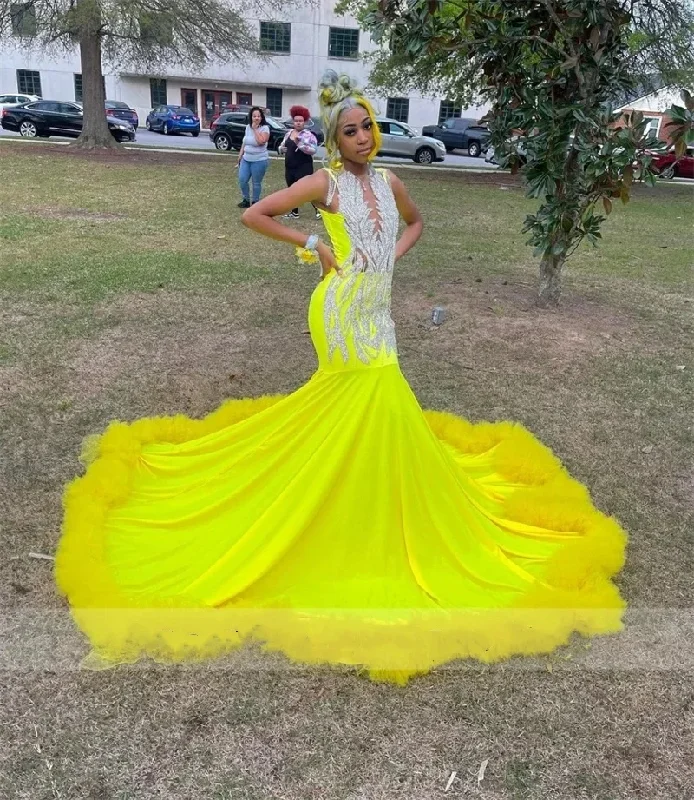 floral dressYellow Satin Long Prom Dress 2024 For Black Girls Beading Sequins Lace Ruffles Birthday Party Evening Birthday Party Gown Vestid