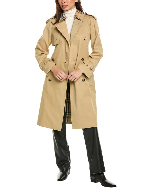 urban coatBurberry Long Detachable Collar Gabardine Trench Coat