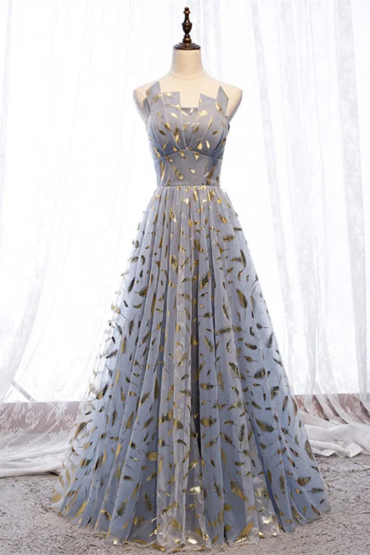 textured dressStrapless A-Line Dusty Blue Prom Dress