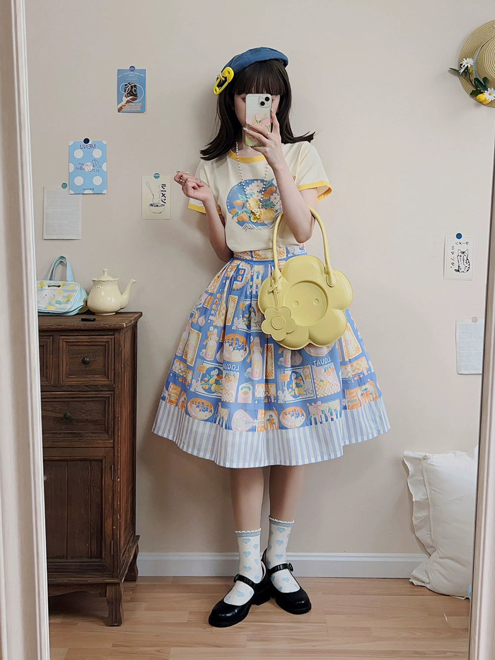 puff sleeve dressMiss Point~Daisy Lemon~Kawaii Lolita Lemon Print Skirt Customized