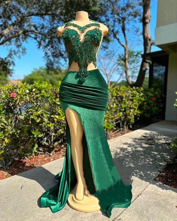 modern dressDark Green Sweetheart Lace Mermaid Prom Dresses