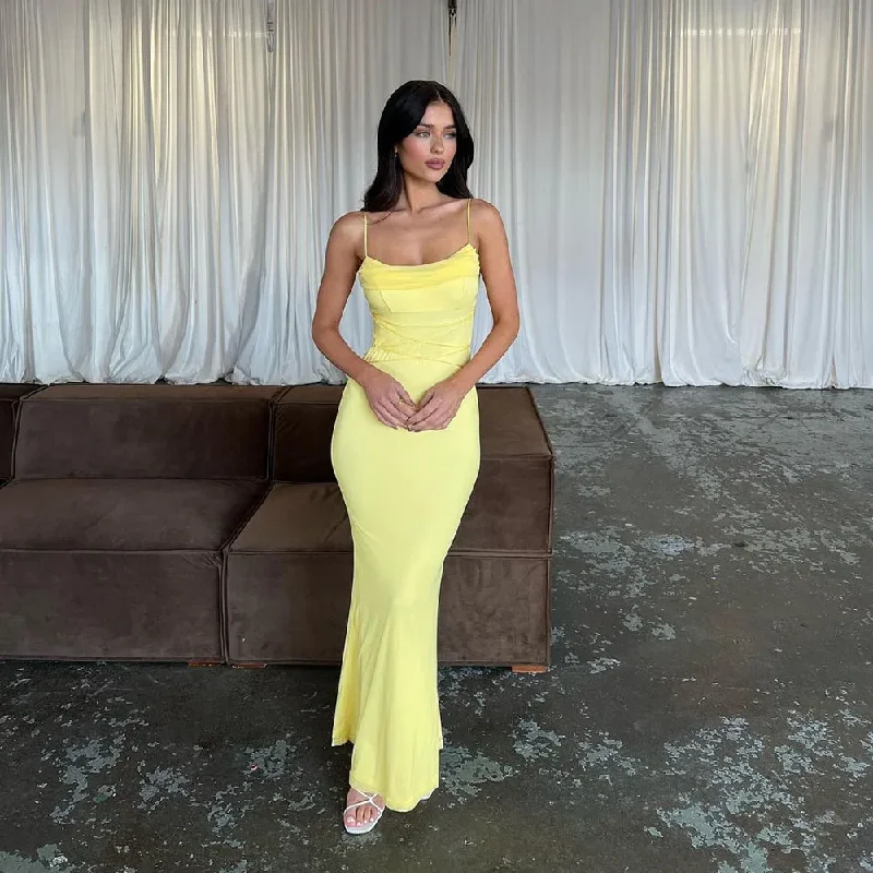 elegant evening dressYellow Simple Prom Gowns Satin Evening Dresses Prom Dress 2024 Modern Celebrity Gown Outfit Mermaid Party Dress