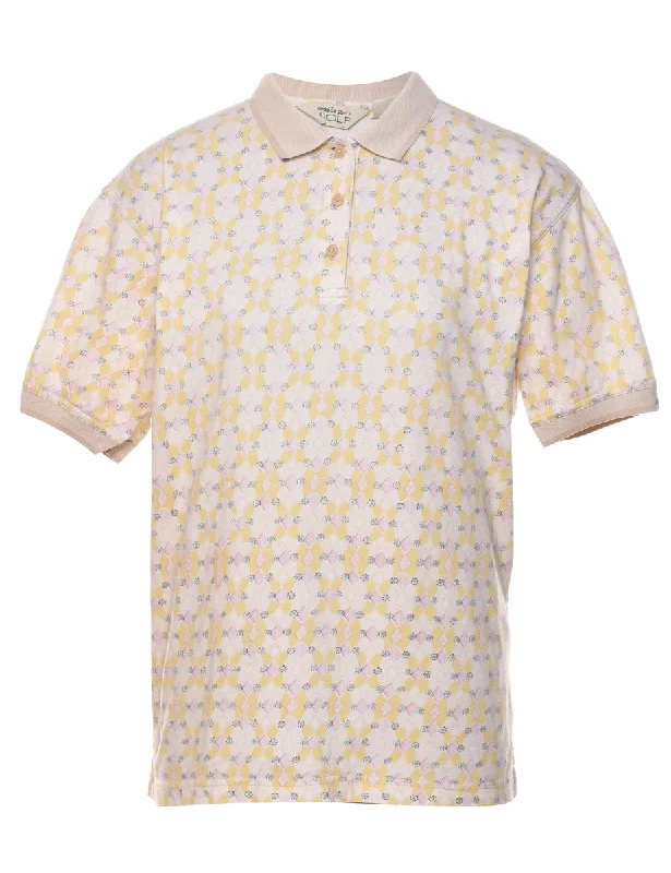 comfortable coatReebok Light Yellow & Off-White Patterned Polo Shirt - M