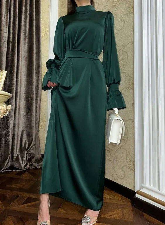 flowy evening dressModest Green Sheath/Column Prom Dress,Simple Green Formal Gown  Y6881