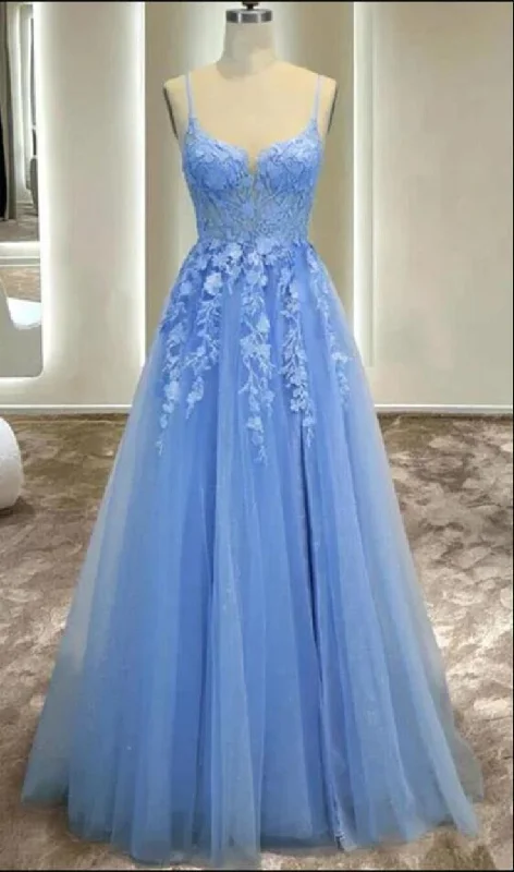 relaxed fit dressLight Blue Girls Formal Dress Prom Dress A line Long Party Dress For Girls  Y6812