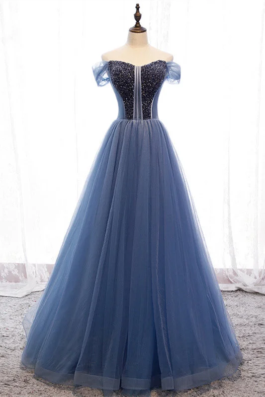 midi dressPrincess Strapless Beaded Tulle Prom Dress