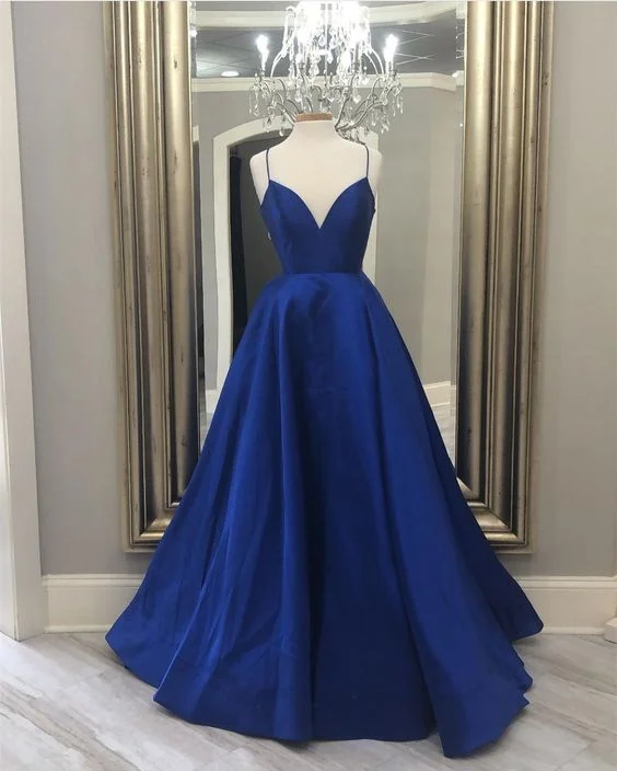 casual midi dressDark Blue Simple Long Prom Dresses Pageant Evening Gown Y6778