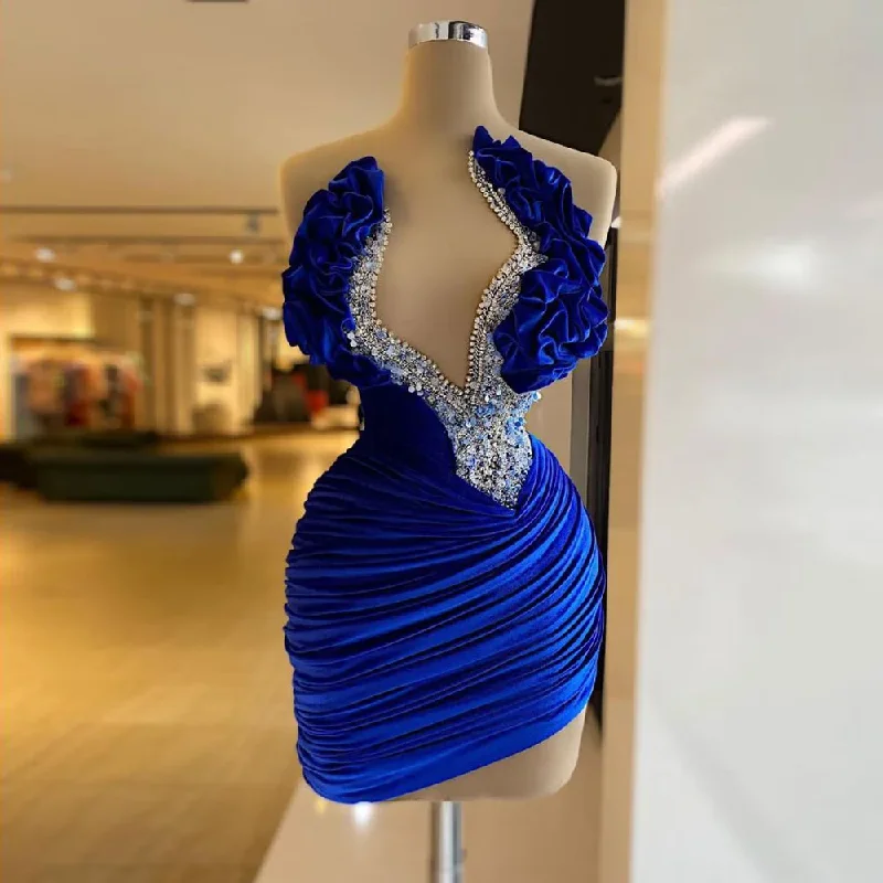 fitted dressVelour Evening Dresses Women V-Neck Strapless Mermaid Prom Gowns Elegant Beading Custom Blue Party Dress Robes De Soiree