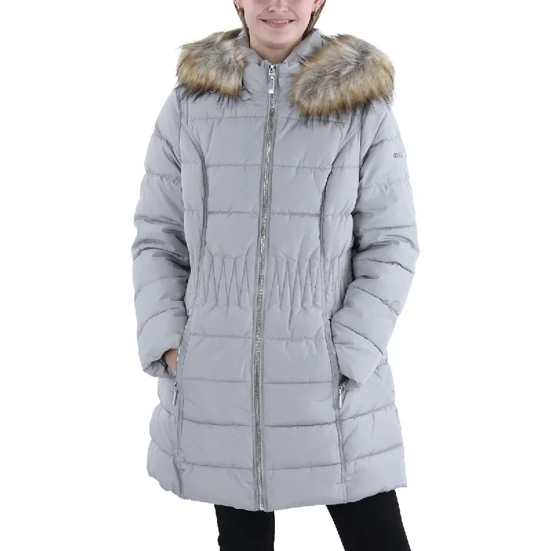 high-quality coatWomens Faux Fur Hooded Puffer Jacket