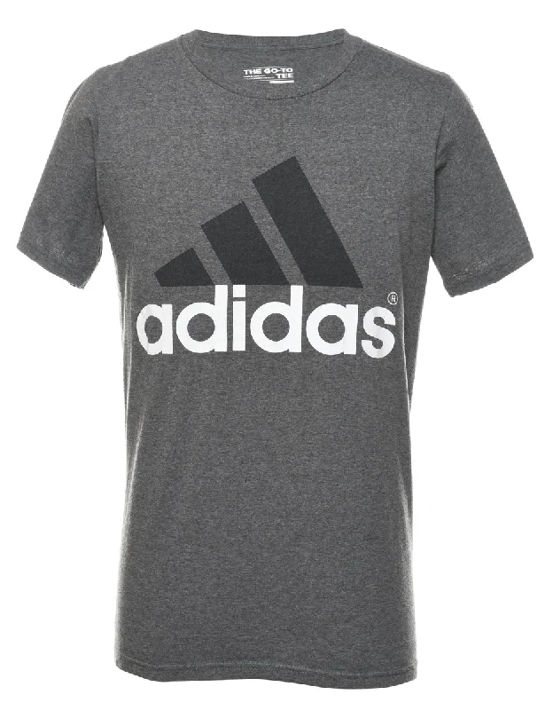 modern outerwearAdidas Grey Printed T-shirt - S