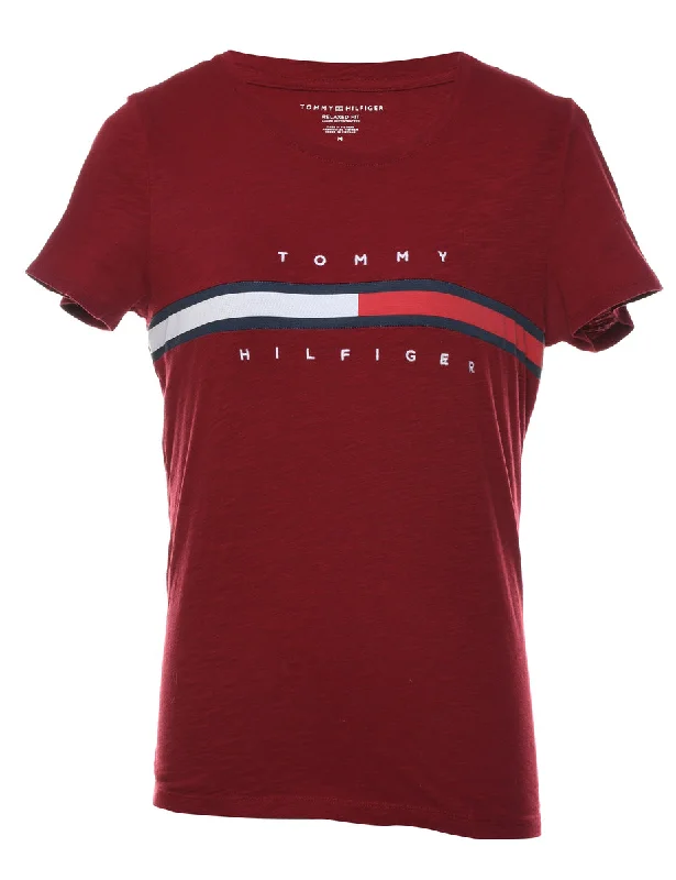 stylish raincoatTommy Hilfiger Maroon, Navy & White T-Shirt - M