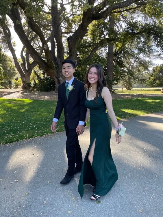 draped dressElegant Dark Green Long Prom Dresses