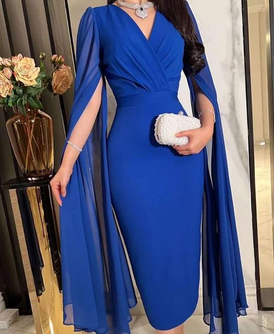 casual knit dressModest Royal Blue Sheath Short Evening Dress,Royal Blue Party Gown Y6734