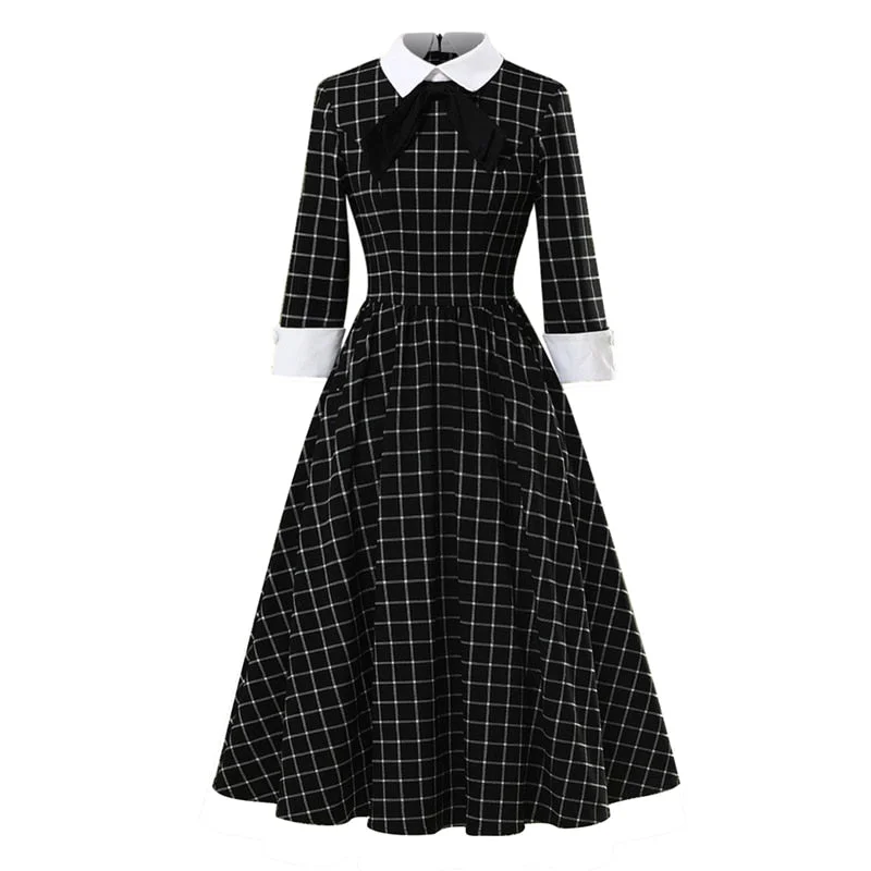 structured dressBerriesJam - Autumn Plaid Vintage Cotton Midi Party Dress