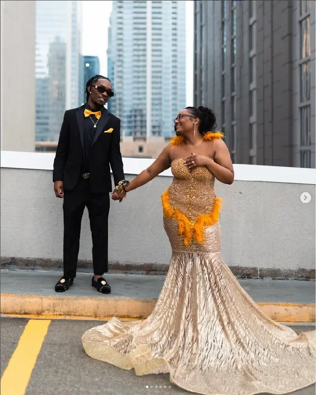 pleated dressSparkling Gold Prom Dresses 2024 O Neck Beaded Diamante Feather Party Dresses African Girls Sequin Embellished Formal Gowns