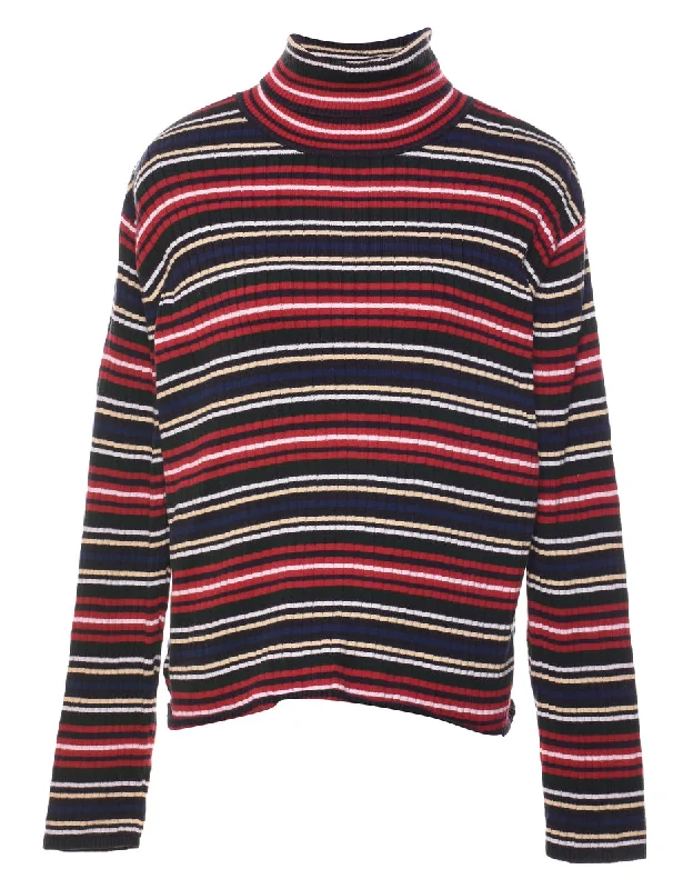 contemporary trench coatMulti-colour Striped Turtleneck Jumper - L