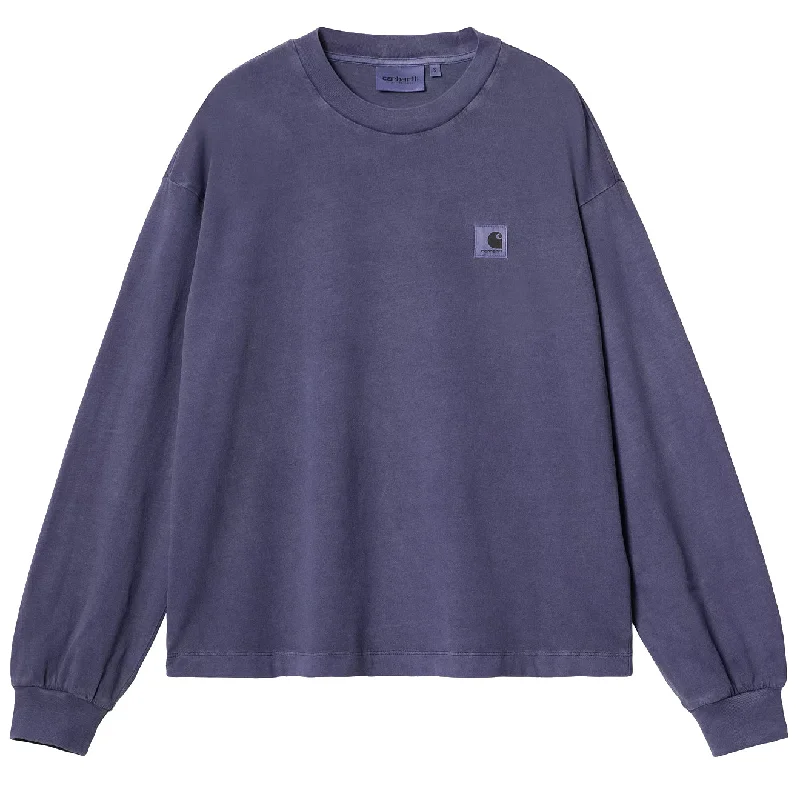 workout style hoodieCarhartt WIP Womens L/S Nelson T-Shirt Aura Garment Dyed