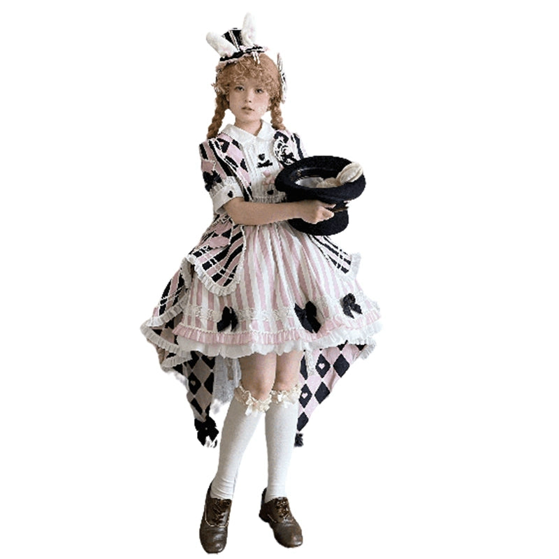 classic fit-and-flare dressSakurahime~Werid Theatre~Sweet Lolita Blackpink Stripe OP