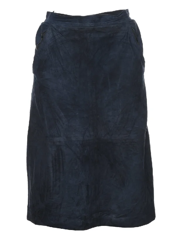 raincoatNavy Suede A-line Skirt - M