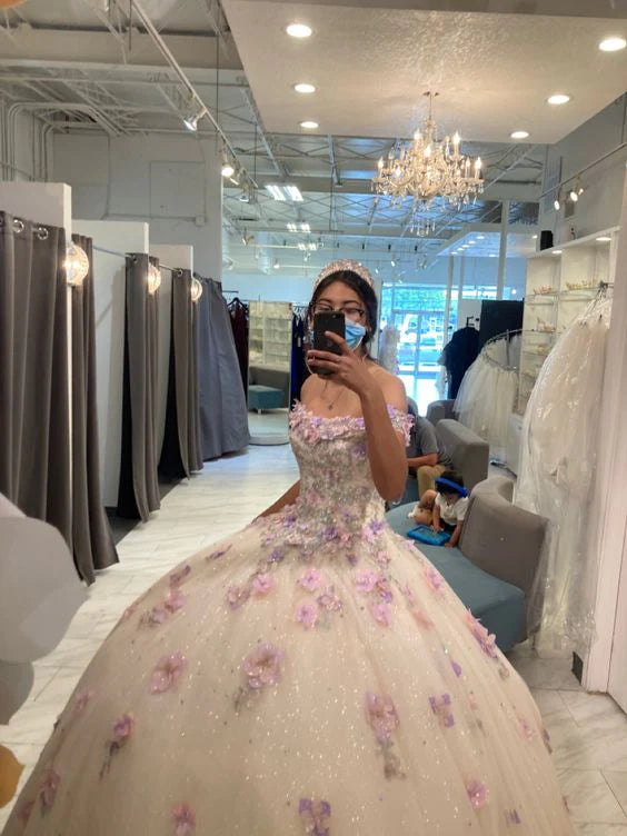 casual day dressStunning Off The Shoulder Floral Applique Quinceanera Dress Ball Gown Sweet 16 Dress