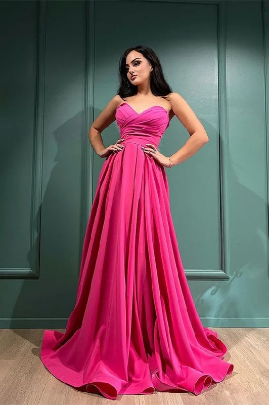 boho-chic dressFuchsia Sweetheart Long Evening Dress With Split Y6166