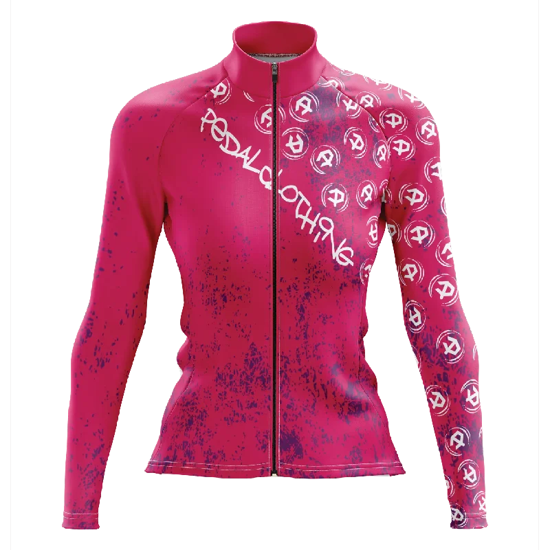 sleek workout sweatshirtWomen's Purple Grunge V3 Long Sleeve Cycling Jersey