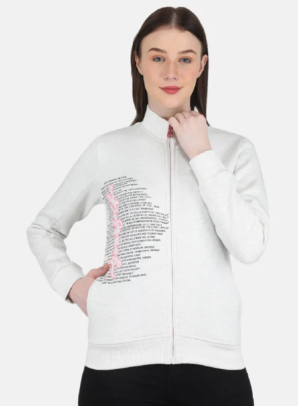 lightweight fitness hoodieWomen Off White Printed Sweatshirt