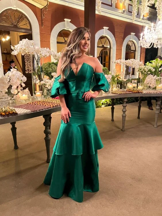 form-fitting dressElegant Green Satin Mermaid Evening Dress,Green Formal Dress Y6188