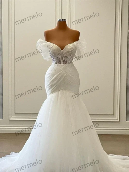 knit dressElegant Off the Shoulder Floor Length Mermaid Tulle Wedding Dress