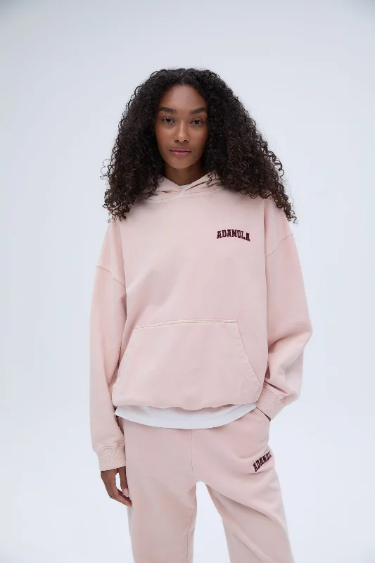 urban activewear hoodieVarsity Washed Oversized Hoodie - Blush Pink/Burgundy