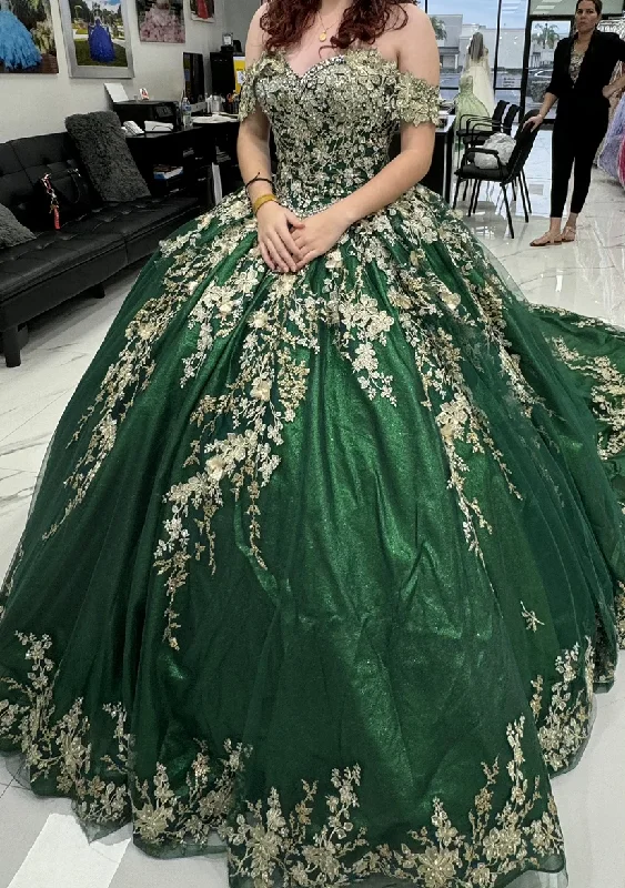 trendy bodycon dressEmerald Green Lace Appliquees Quinceanera Dresses Ball Gown Off Shoulder Beaded Sweet 16 Dress Birthday Gowns