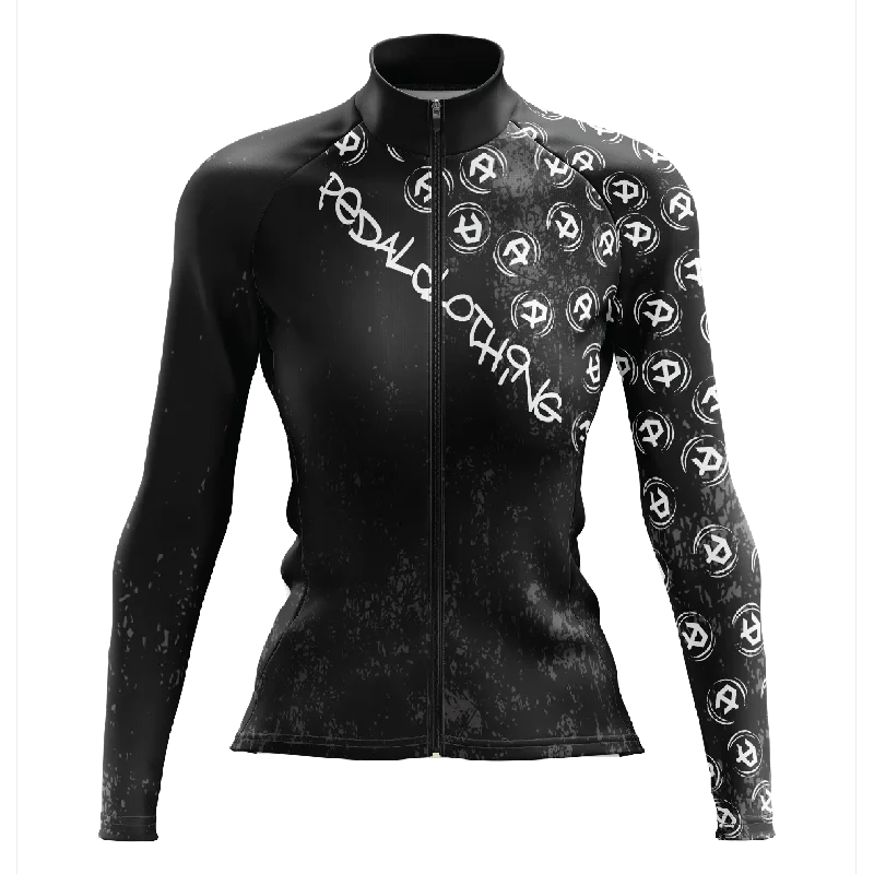 vibrant athletic hoodieWomen's Black Grunge V3 Long Sleeve Cycling Jersey