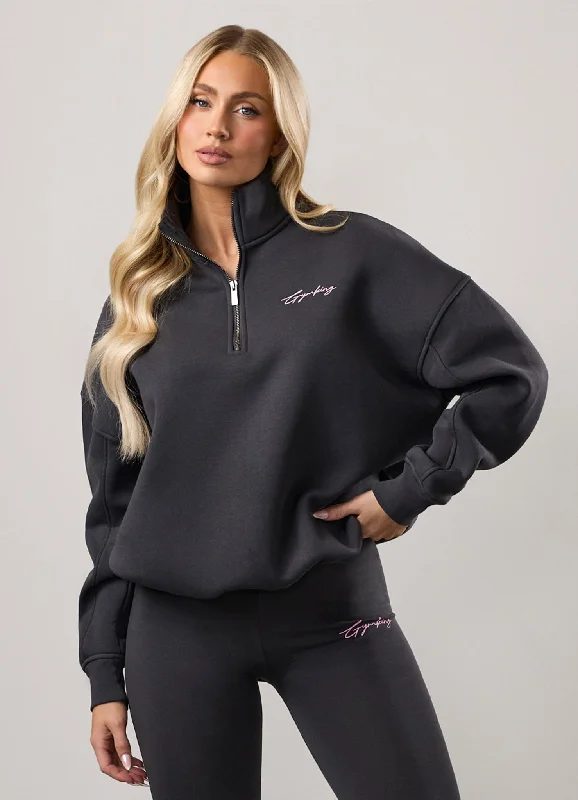 urban activewear hoodieGym King Script Mindset Funnel - Dark Pewter