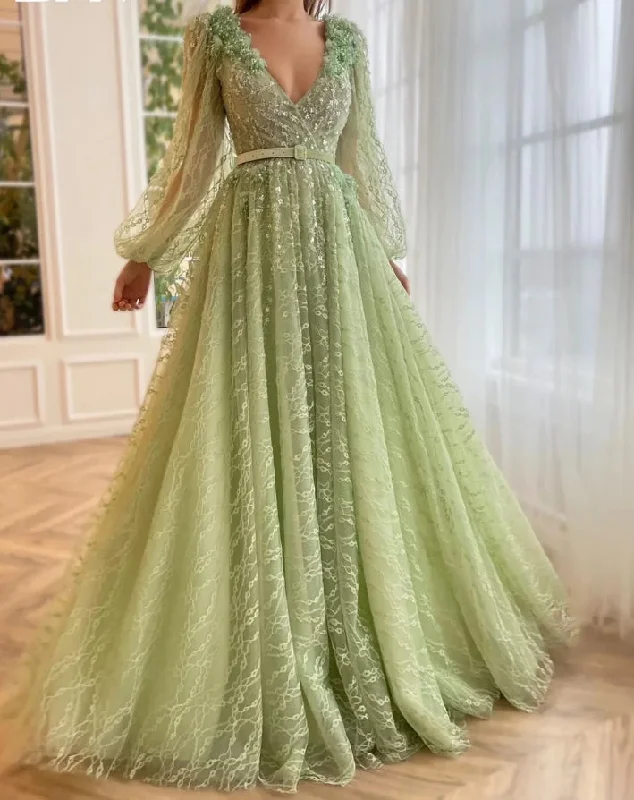 trendy mini dressDeep V-neck Sequins Cocktail Party Gown Bohemian Appliques Long Sleeve Prom Dress Sparkly Vestidos De Novia