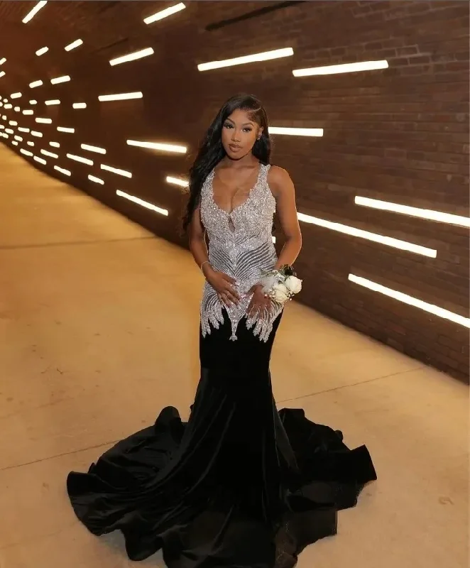 cocktail party dressSparkling Diamond Mermaid Prom Dress 2024 Luxury Crystal Beaded Birthday Black Girl Womens Party Prom Dress 2024 blackgirl