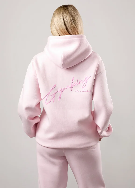 chic active hoodieGym King Script Mindset Relaxed Fit Hood - Baby Pink