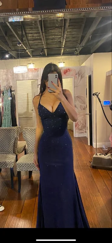 bodycon dressElegant Navy Blue Mermaid Prom Dress,Navy Blue Evening Gown  Y6779