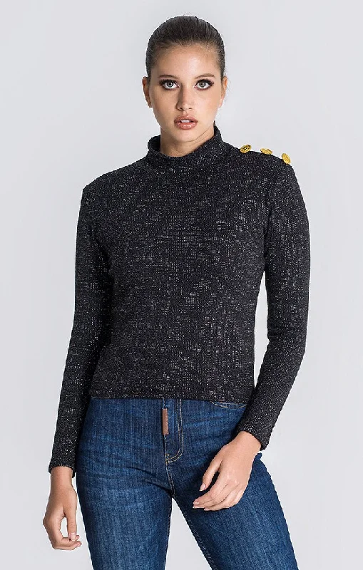 minimaBlack Constellation Sparkle Turtleneck