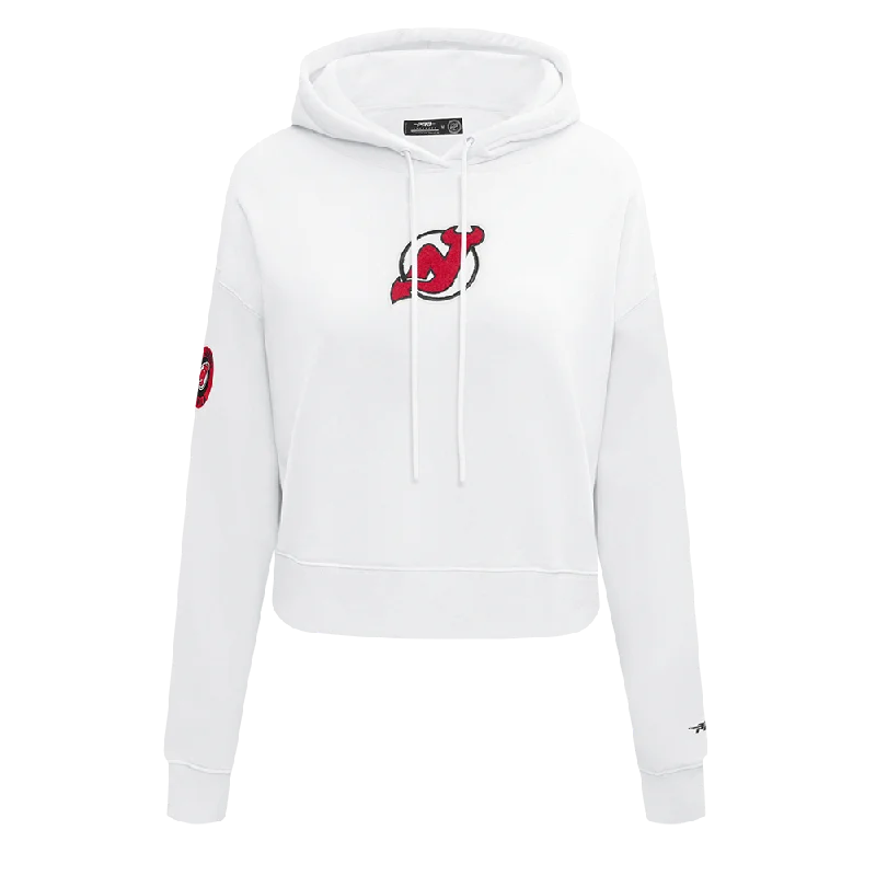 high-performance athletic hoodieNHL NEW JERSEY DEVILS CLASSIC WOMEN'S FLC CROPPED PO HOODIE (WHITE)