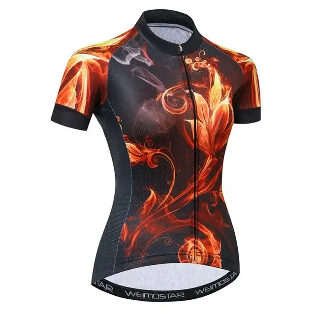 eco-friendly fitness hoodieFiery Rose Women's Short Sleeve Cycling Jersey