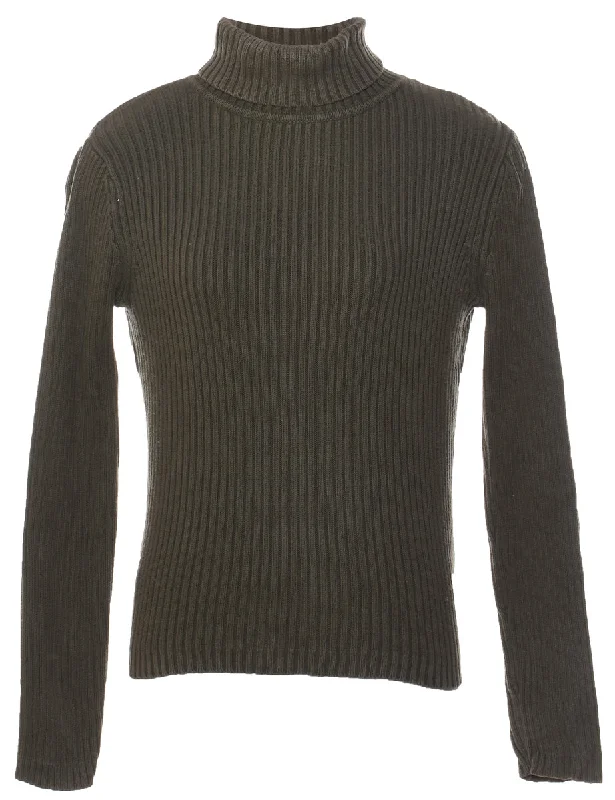 soft coatOlive Green Turtleneck Jumper - M