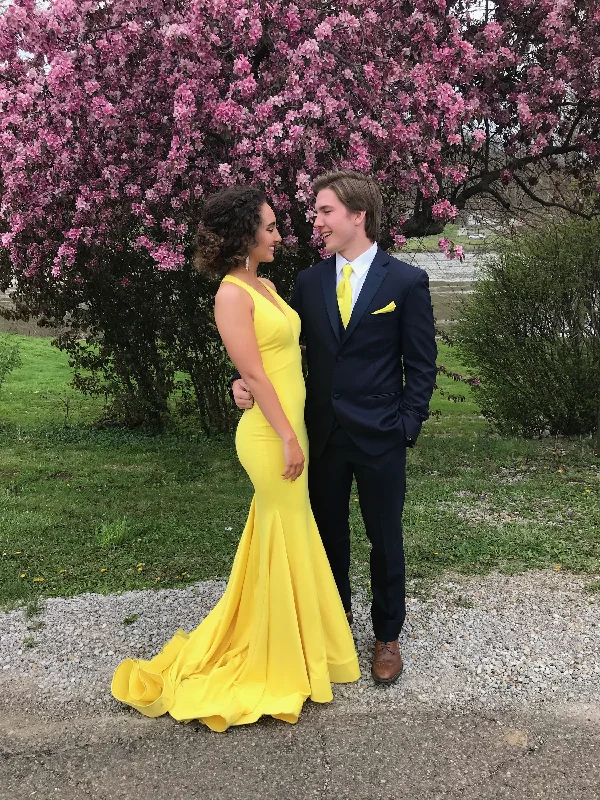 cocktail dressElegant Yellow Mermaid Prom Dress,Yellow Evening Dress  Y5707