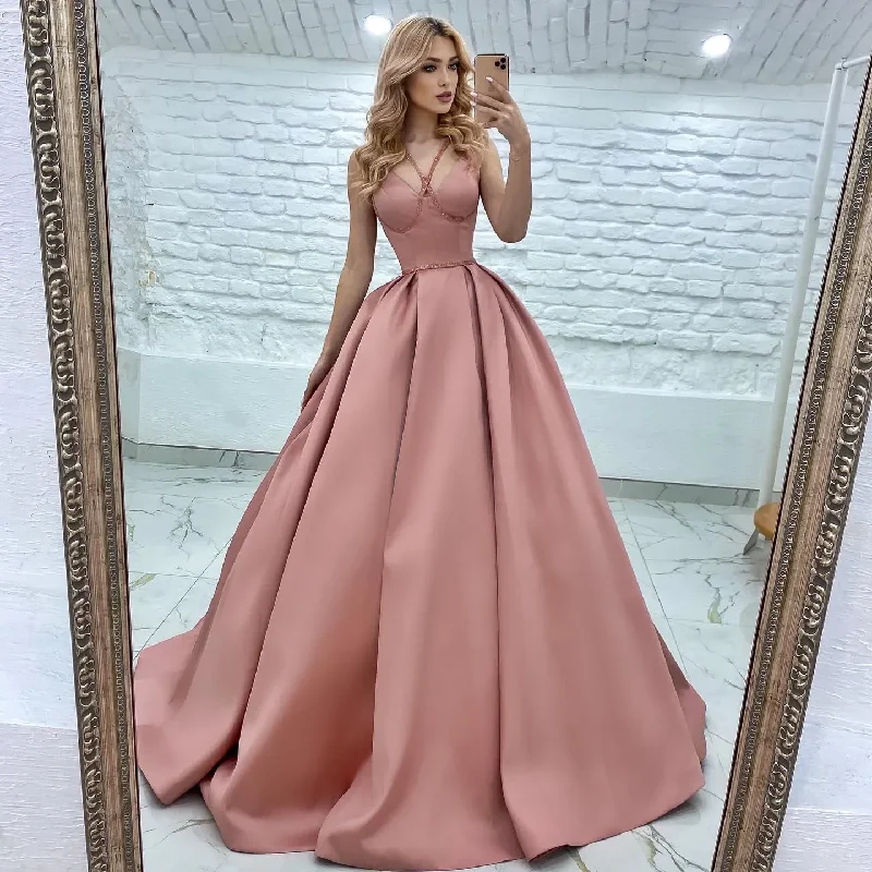 formal dressElegant Princess A Line Luxury Evening Dress Sexy strapless, backless and floor length Graduation Formal PROM Party dress