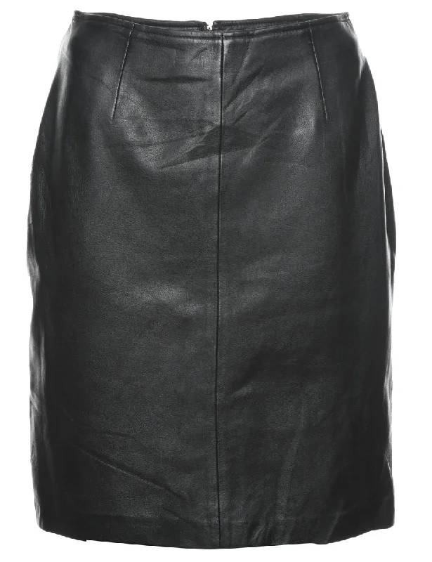 zip-up jacketBlack Pencil Shape Leather Skirt - M