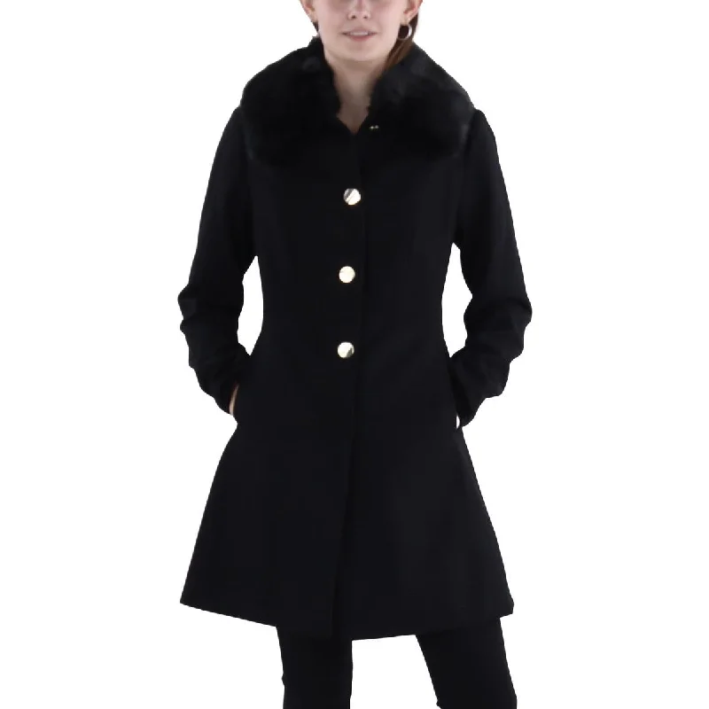 oversized puffer coatWomens Wool Blend Faux Fur Trim Wool Coat