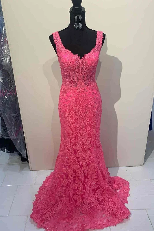 fitted dressGorgeous Mermaid Lace Appliques Prom Dress