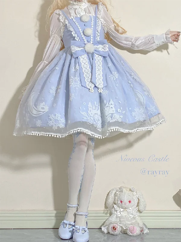 casual day dressTo Alice~Snow Moon Castle~Sweet Lolita Jumper Dress Set Christmas Plush Cape