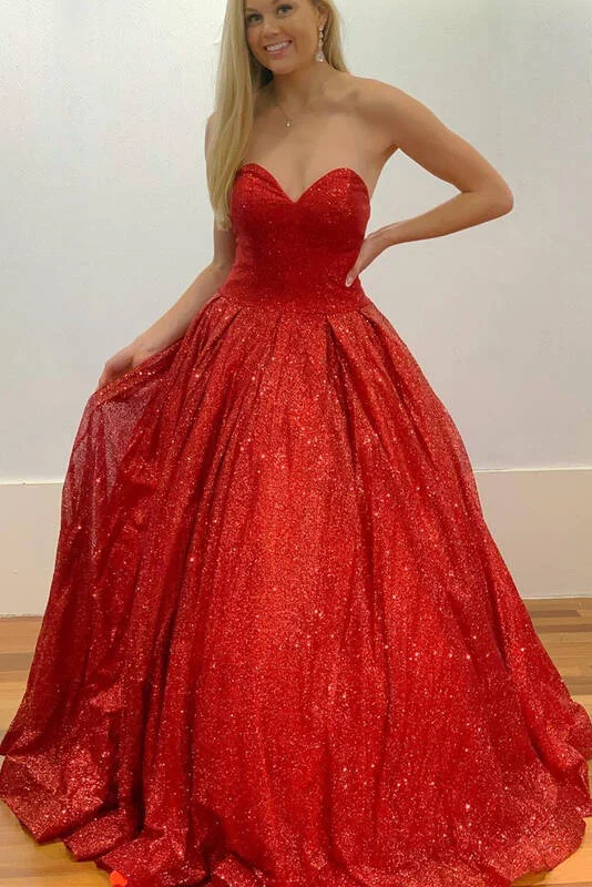 sleek midi dressSweetheart Red Long Ball Gown