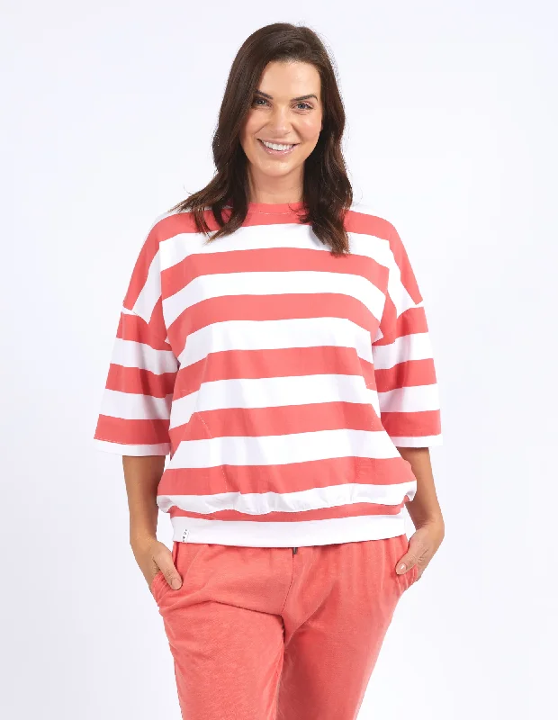 urban workout sweatshirtElm Mazie Block Stripe Sweat - Watermelon Crush And White Stripe